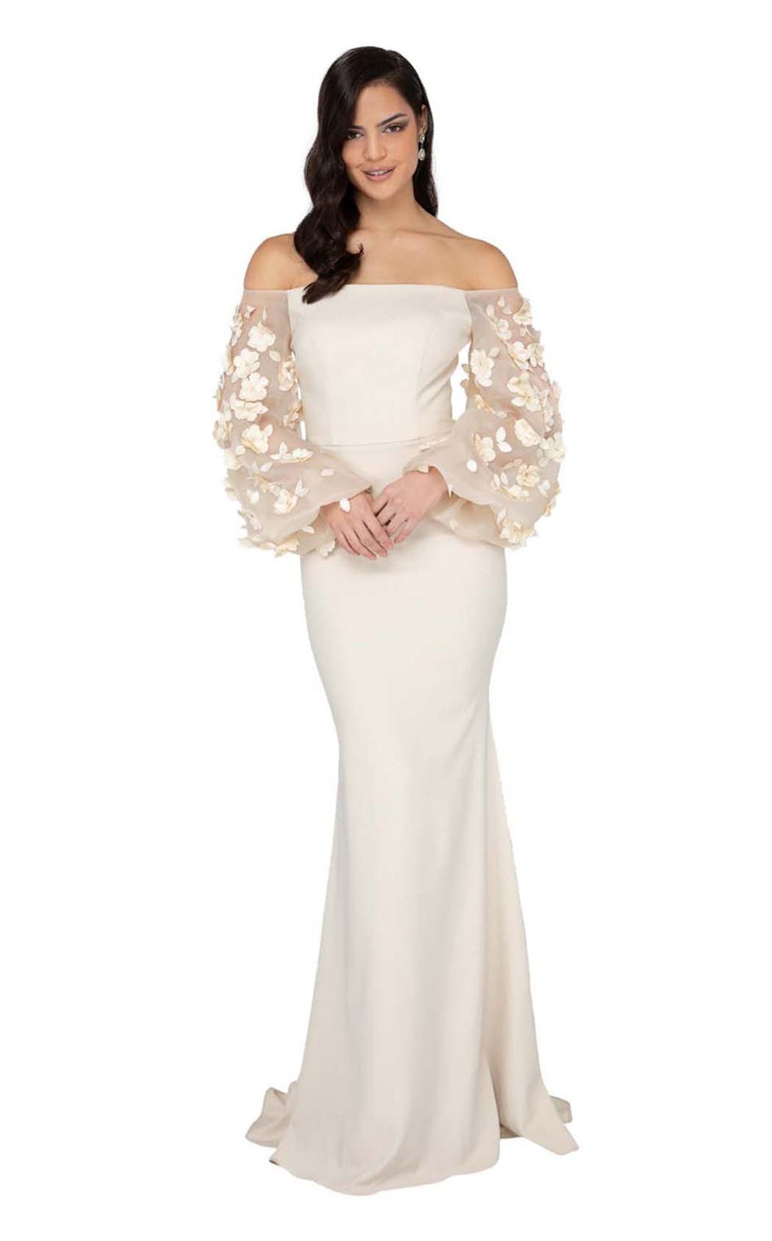 Terani Couture 1911E9128 Organza Sleeves Evening Dress
