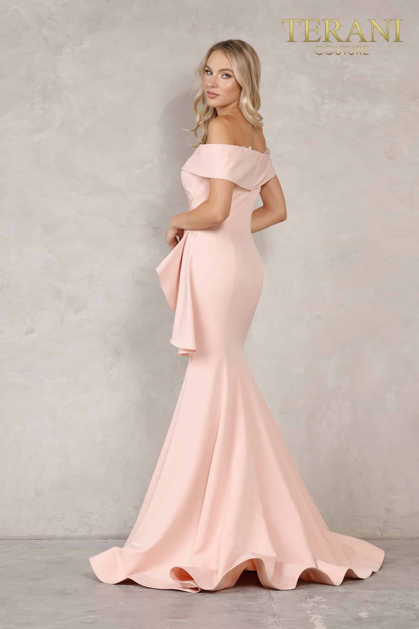 Terani Couture 1911M9339 Long Off Shoulder Prom Dress