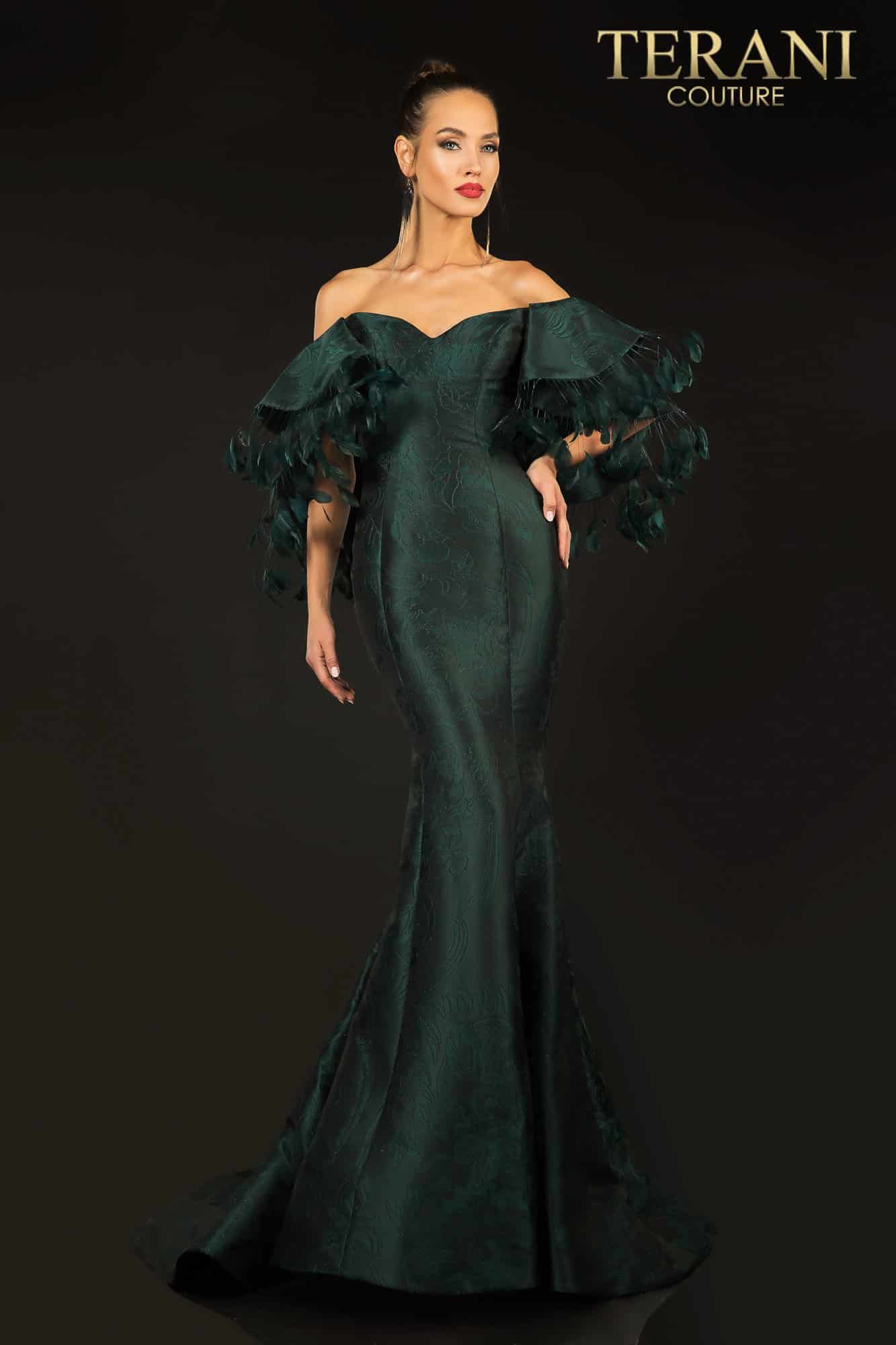 Terani Couture 2021E2796 Off Shoulder Long Evening Gown