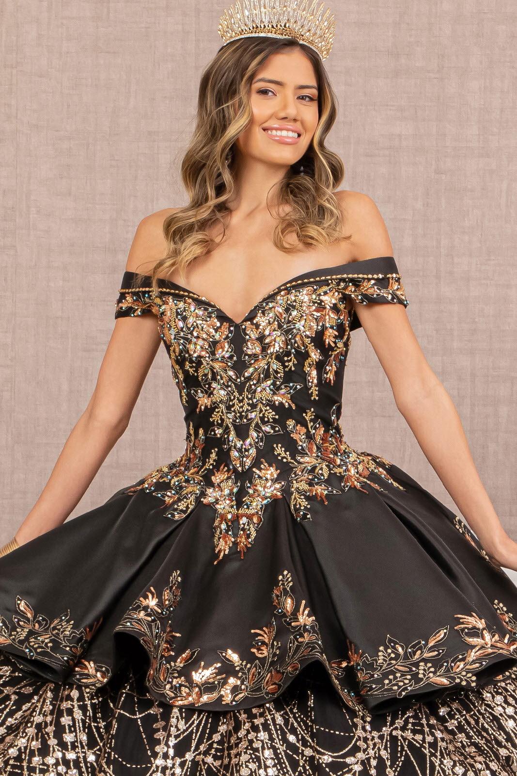 Long Quinceanera Satin Ball Gown