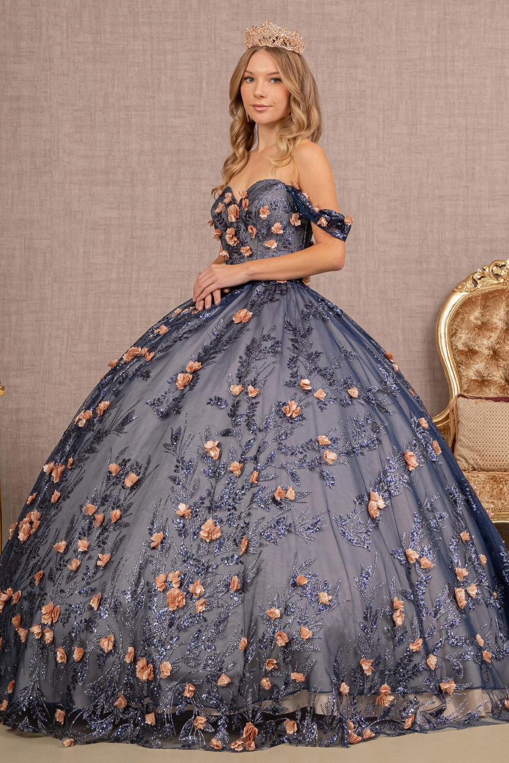 Quinceanera Long Dress Glitter Ball Gown