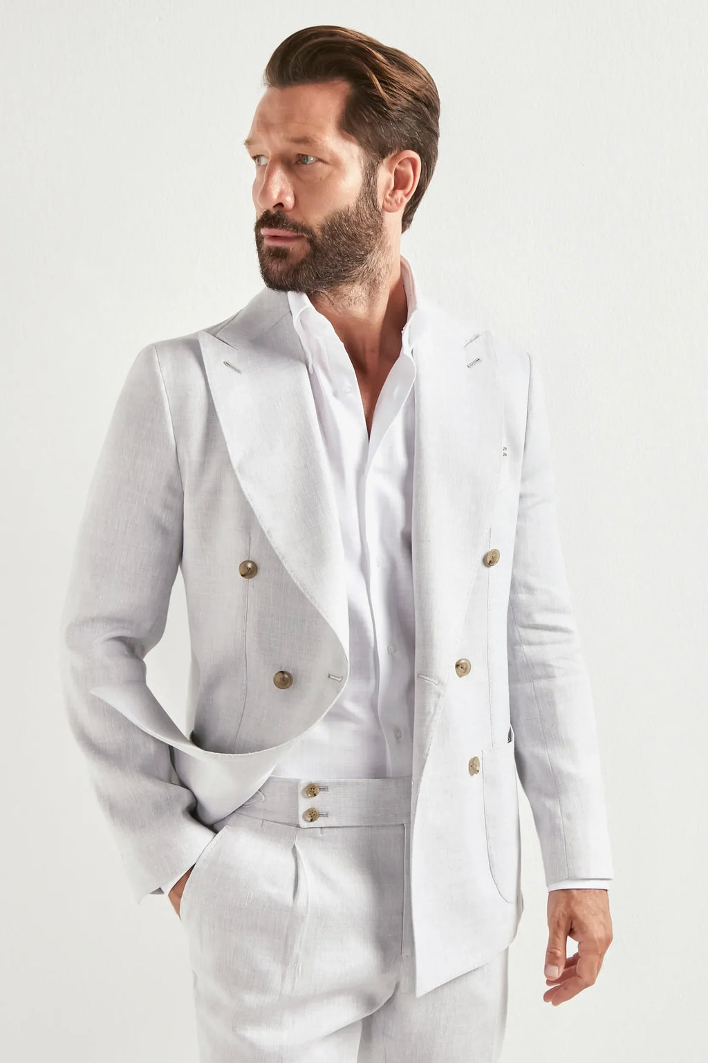 Ice double breasted Super 160's blend suit - Made in Italy