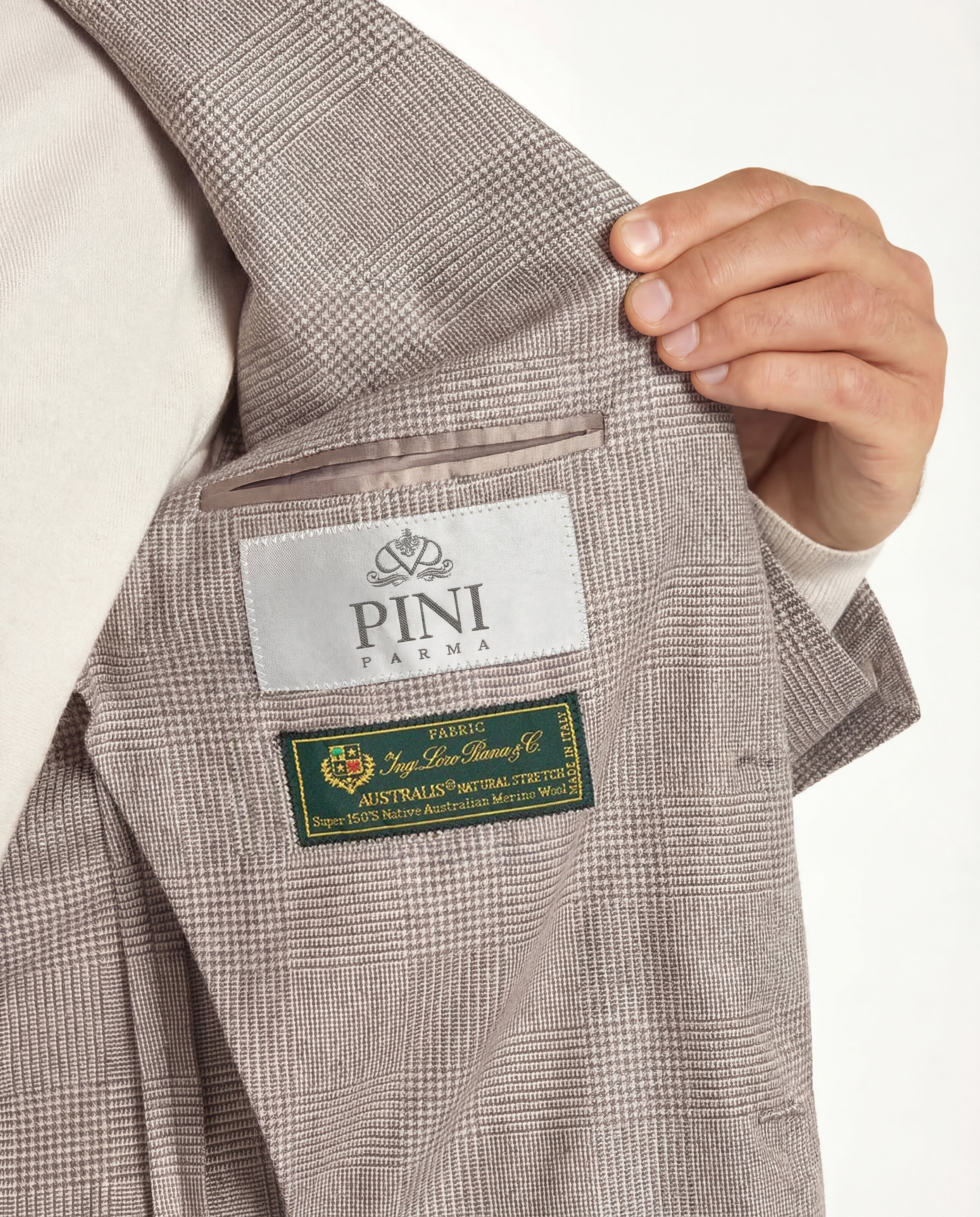 Taupe Prince of Wales suit - Made in Italy