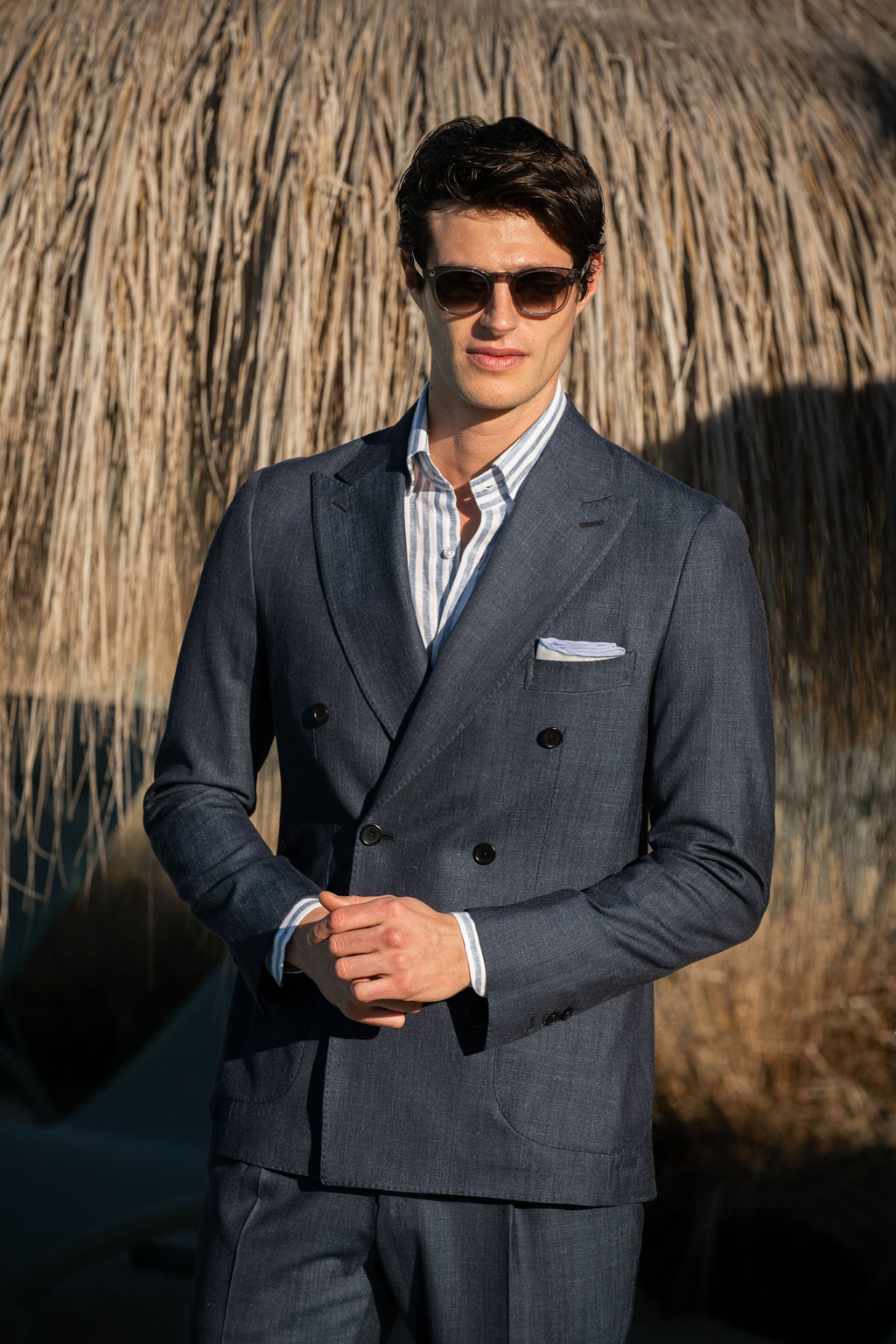 Denim double breasted suit - Made in Italy