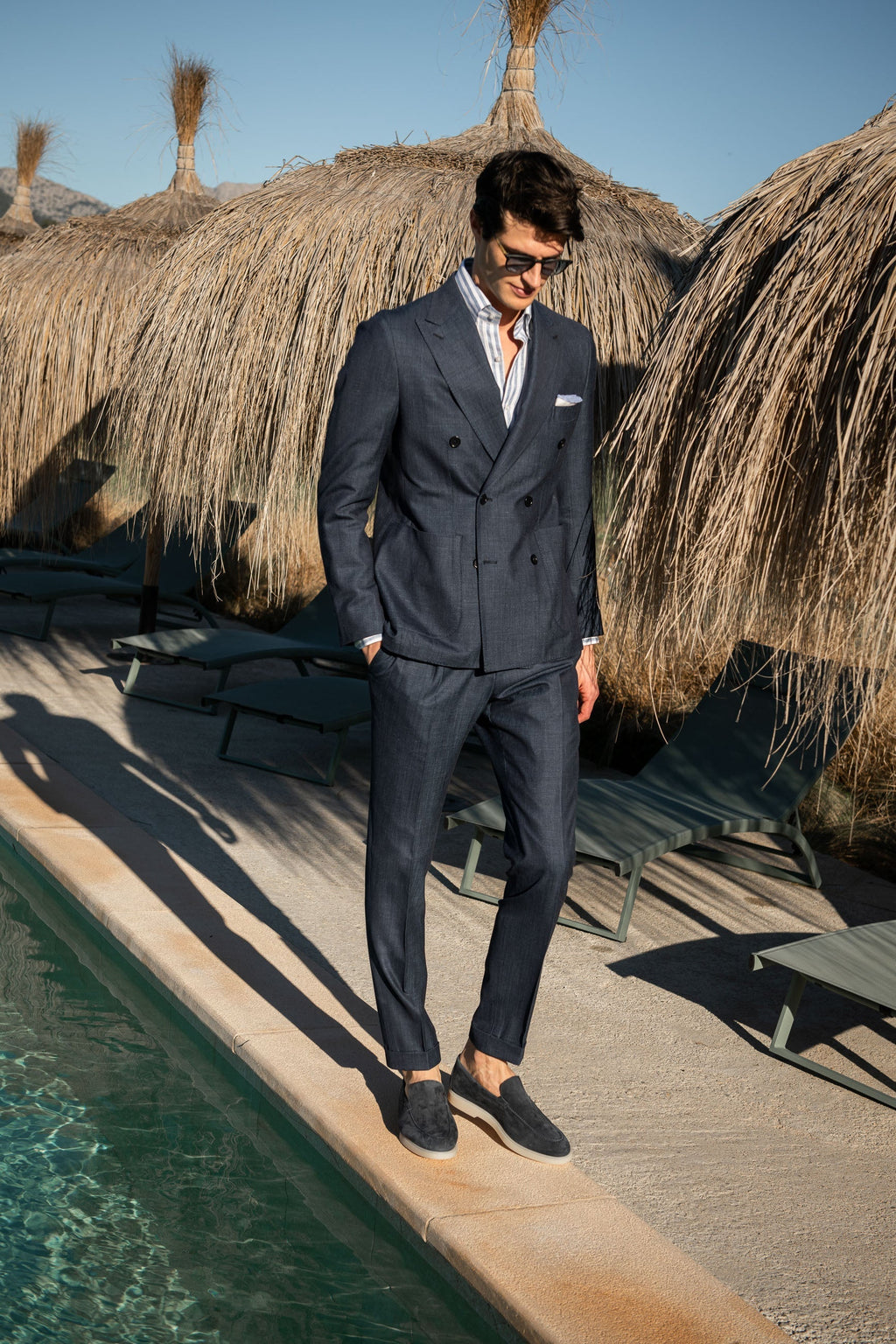 Denim double breasted suit - Made in Italy