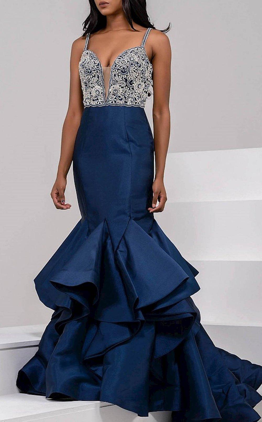 Jovani 32355 Crystal Embellished Long Mermaid Prom Dress