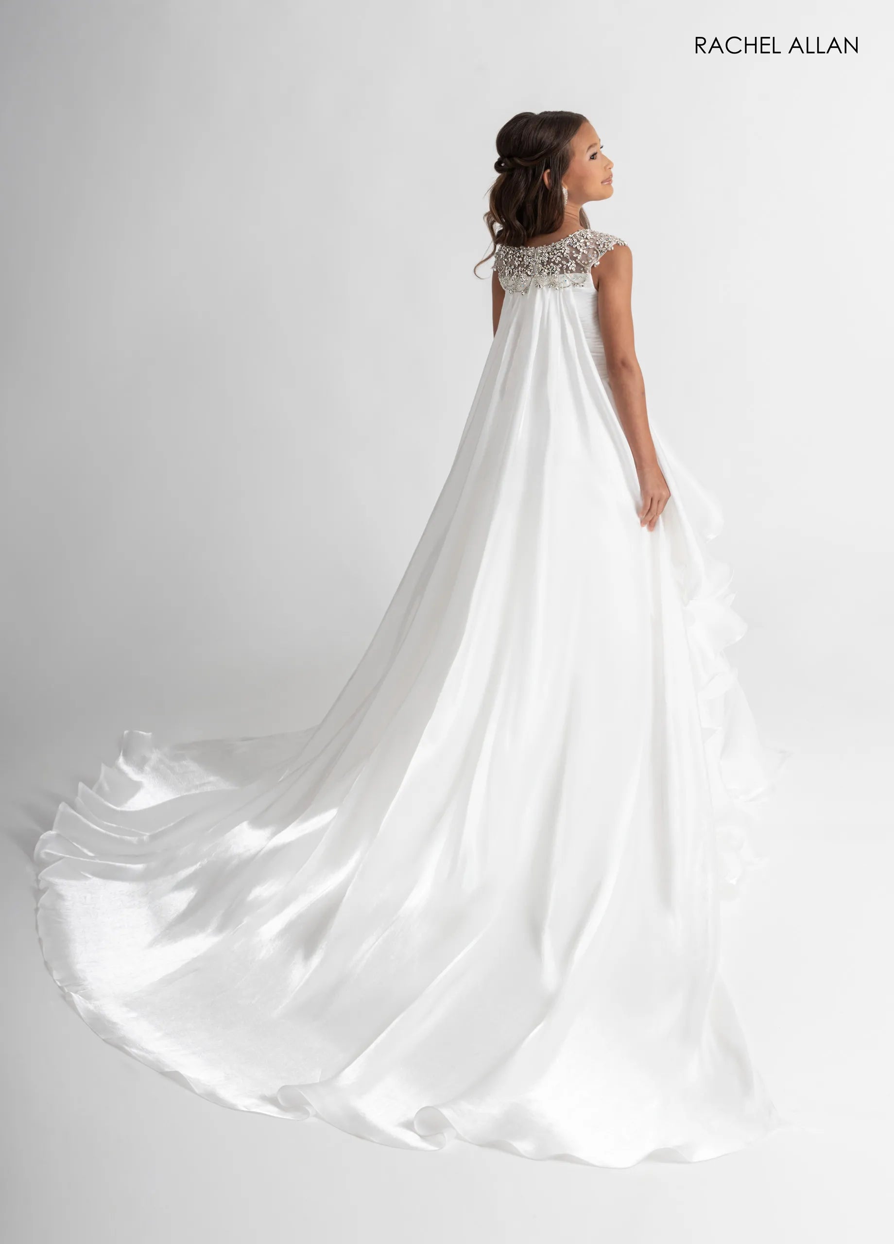 Jewel Neck Long Organza Flower Girl Dress by Rachel Allan 10310