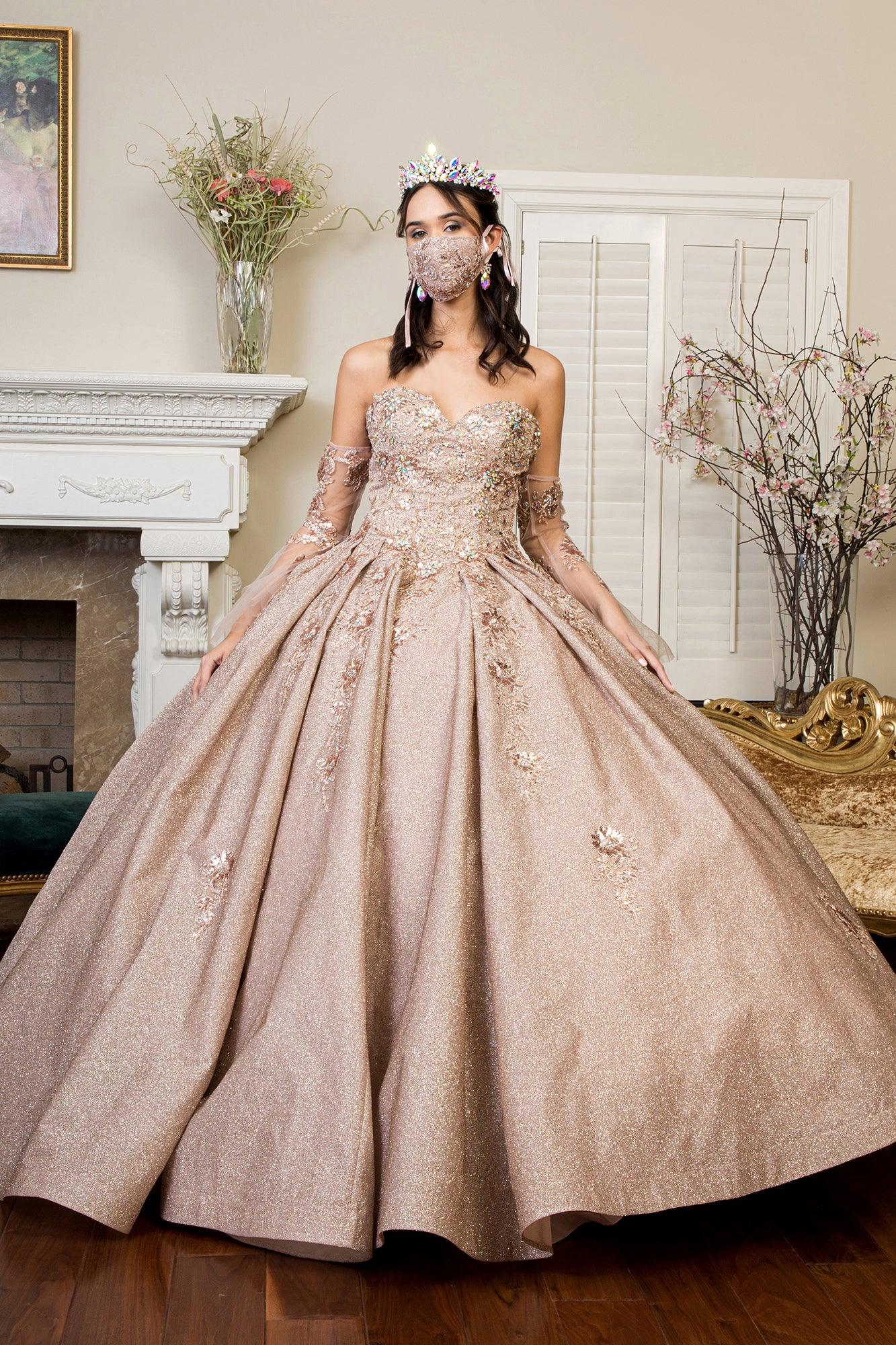 Long Ball Gown Strapless Quinceanera Dress