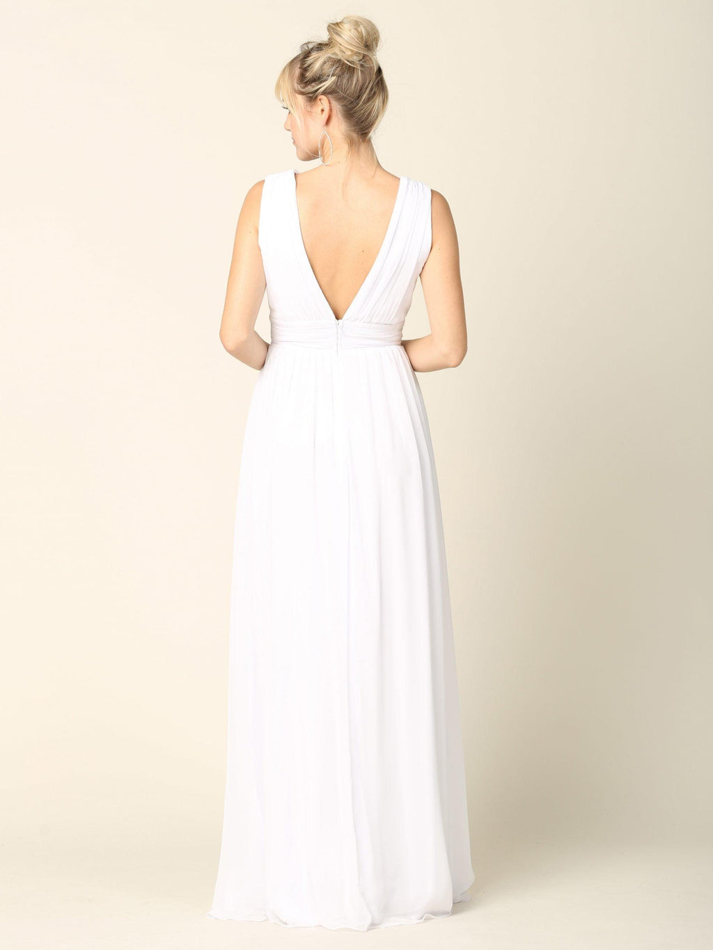 Simple Bridal Gown Long Sleeveless Wedding Dress