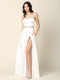 Simple Long Spaghetti Strap Wedding Dress