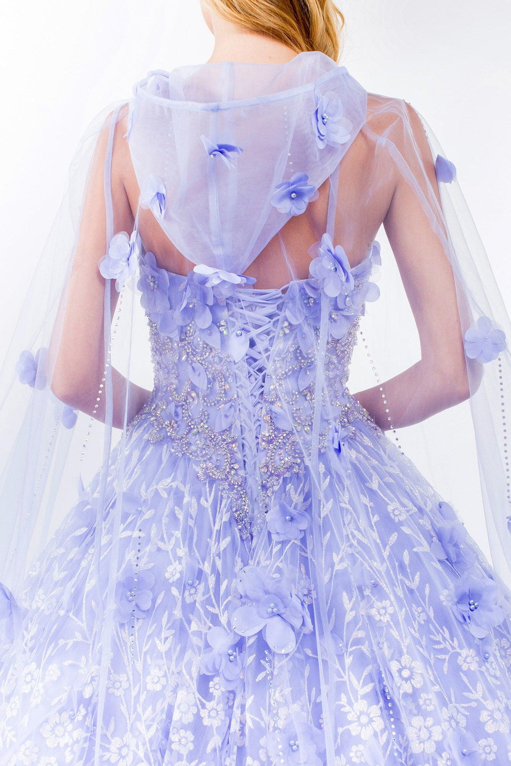 Strapless with Mesh Cape Quinceanera Dress