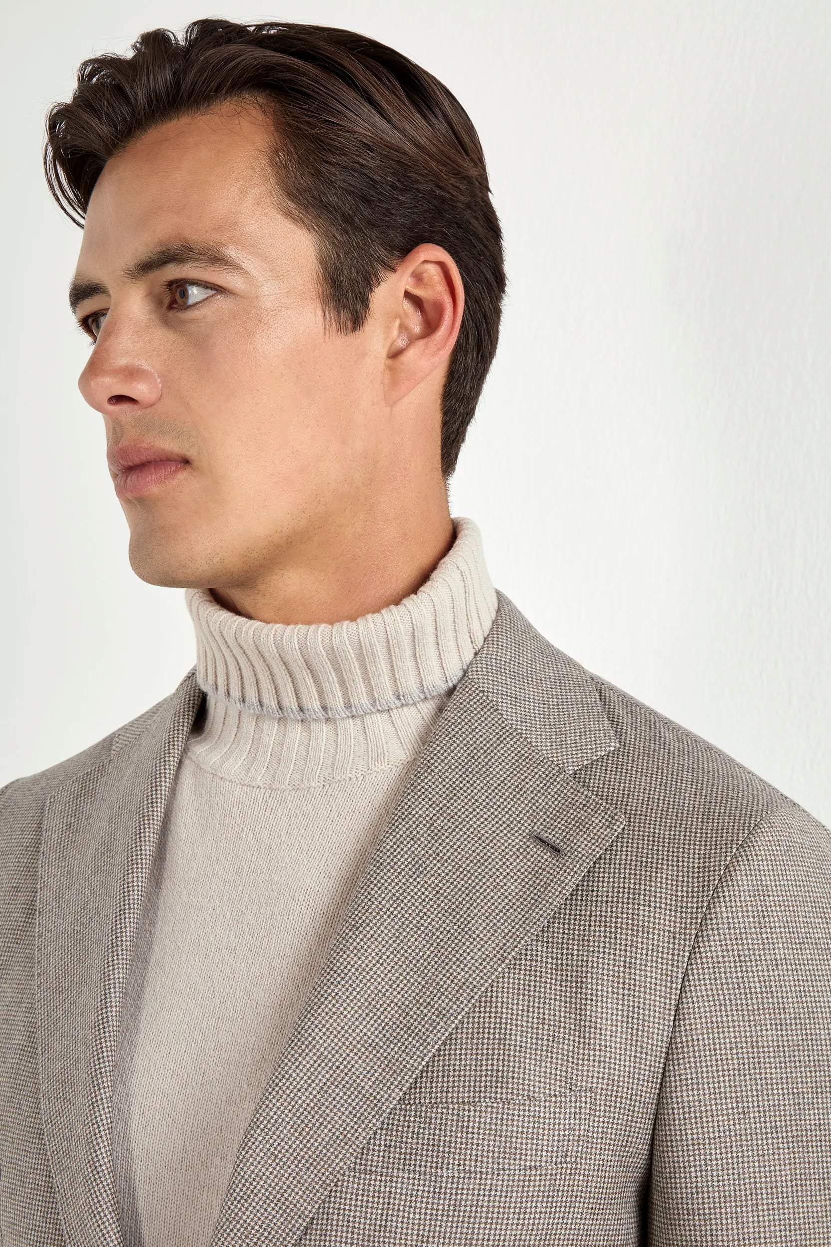 Taupe houndstooth suit - Made in Italy